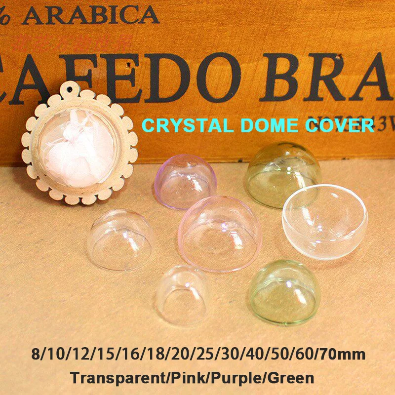1-15Pcs 8/10/12/15/16/18/20/25/30/40-70mm Transparent Crystal Plastic Half Sphere Dome Easter Pendant Cabochon Craft Vial Cover