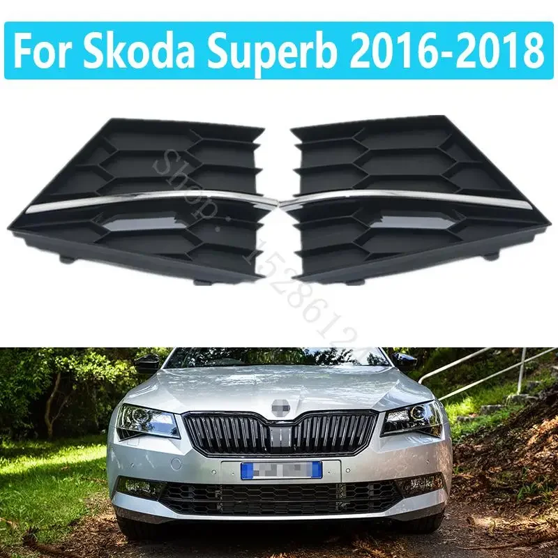 

Fog Lamp Frame Front For Skoda Superb 2016 2017 2018 2019 Bumper Lower Grille Trims Panel with Bright Bar