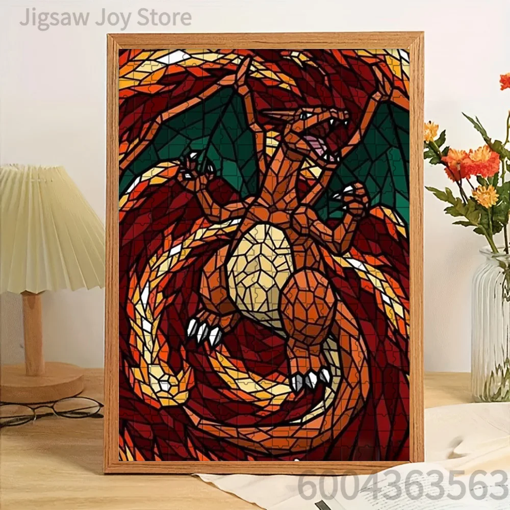 

Paper Jigsaw Puzzle Charizard Stained Glass Fire Style Artwork Brain Teaser