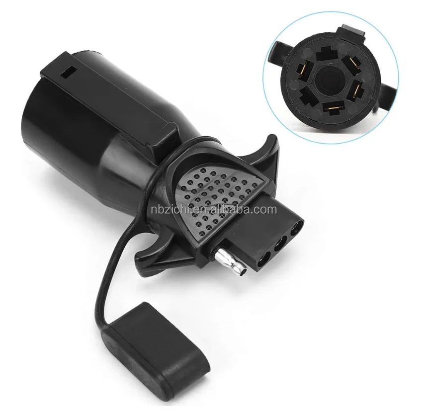 American Style 4-Pin Trailer Plug to 4-Way Flat Socket Light Connector 12V Truck Adapter Wholesale