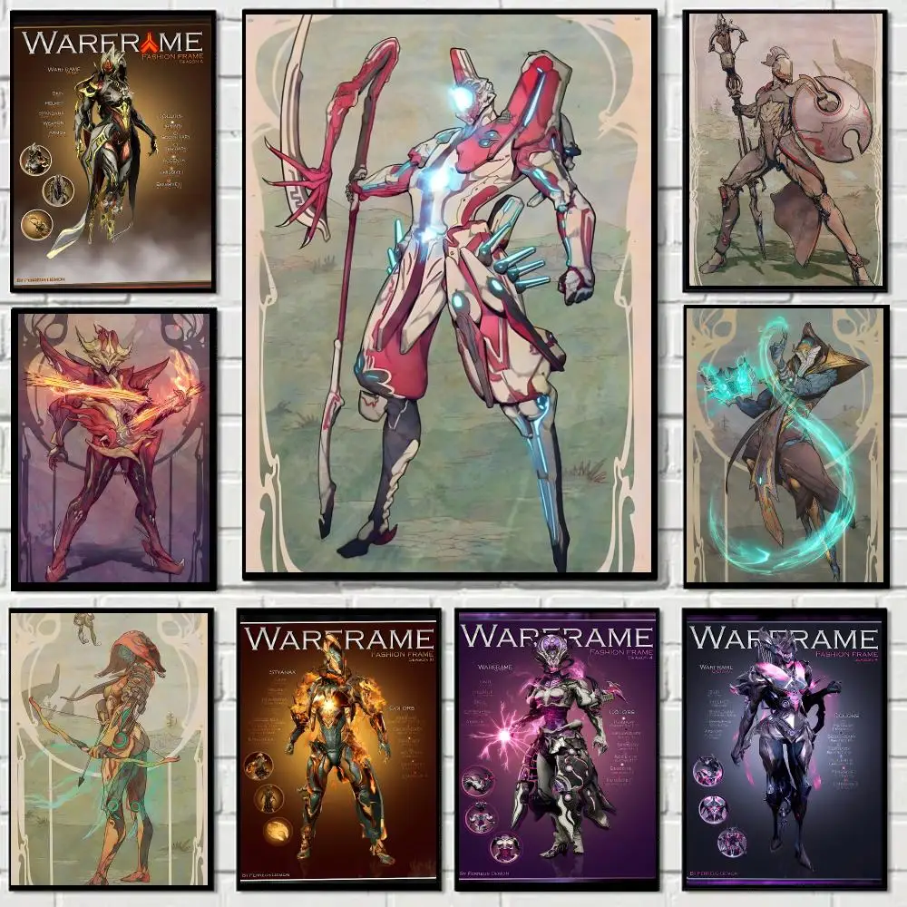 Warframe Game ARPG Poster Self-adhesive Decal Living Room Bedroom Party Bar Decor Moisture-proof Fade-resistant