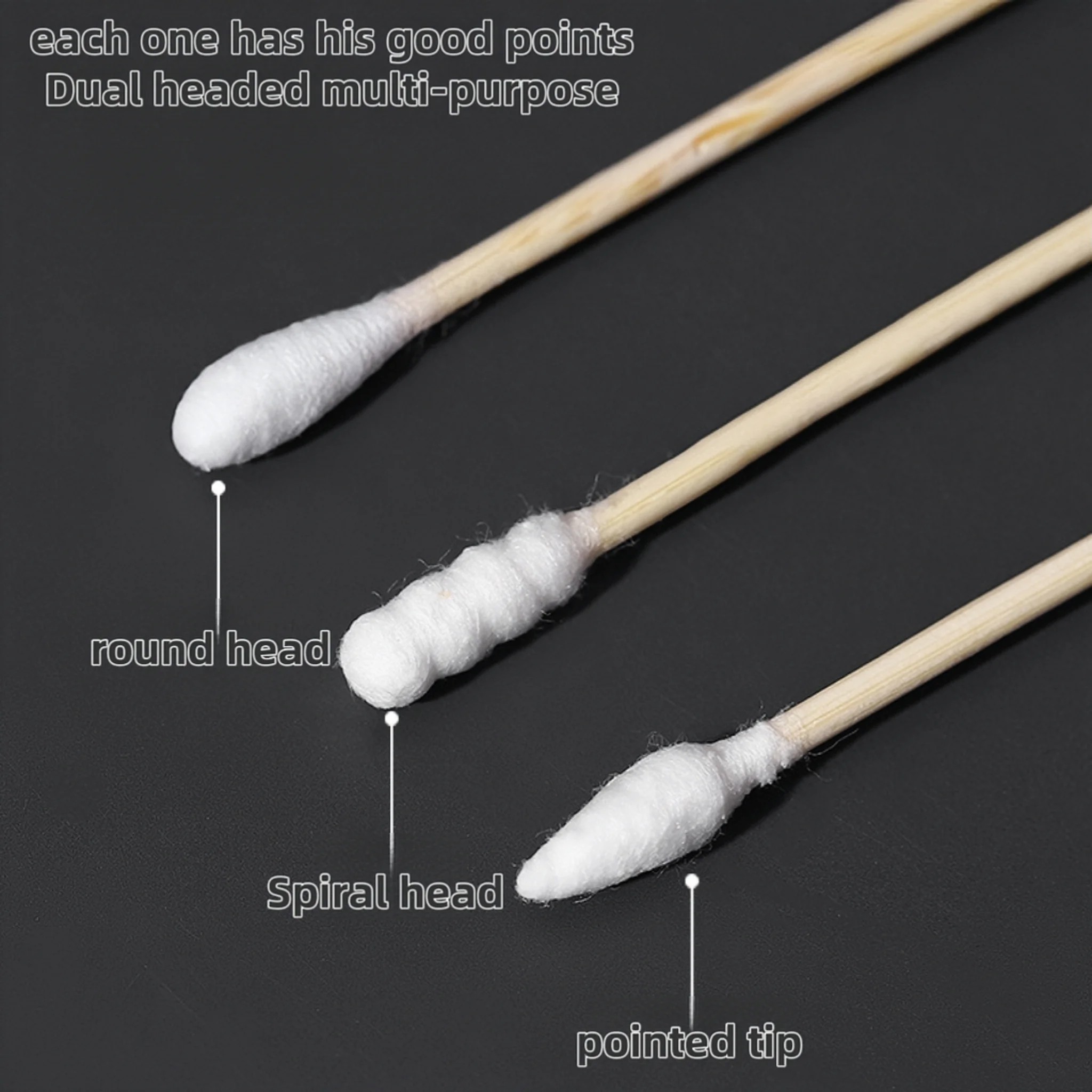 2000/1000/500 PCS, Wooden Double Headed Cotton Swab, Chlorine Free Hypoallergenic Cotton Swab, Makeup Tool, Ear Cleaning Tool