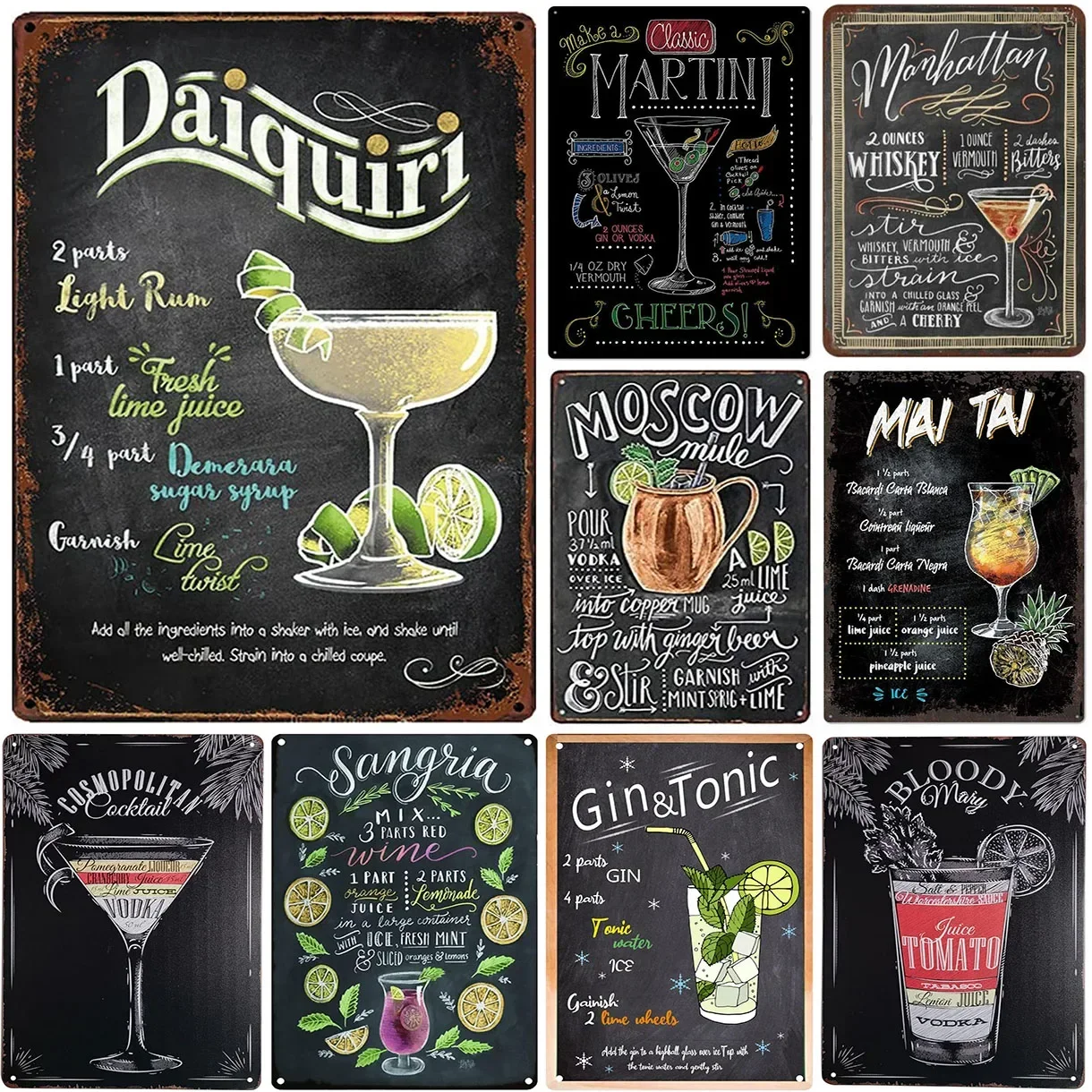 

Make A Classic Martini Cocktail Metal Tin Signs Retro Embossed Poster Plate Wall Decor for Man Cave Bar Cafe Clubs Retro Posters