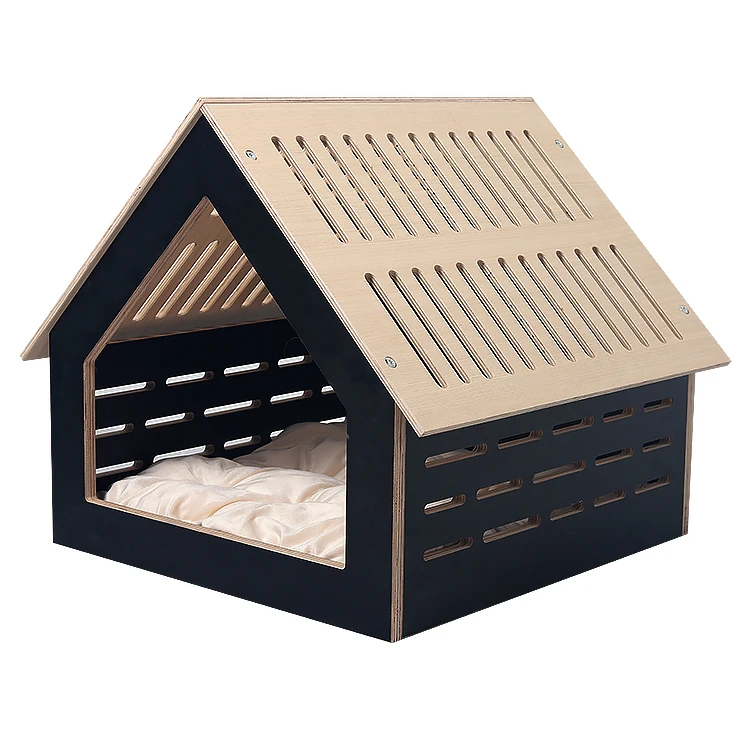 

New Design Carved Pet House Breathable Spliced Wooden Indoor Cat Dog Crate House Furniture Custom Luxury Wood Pet House