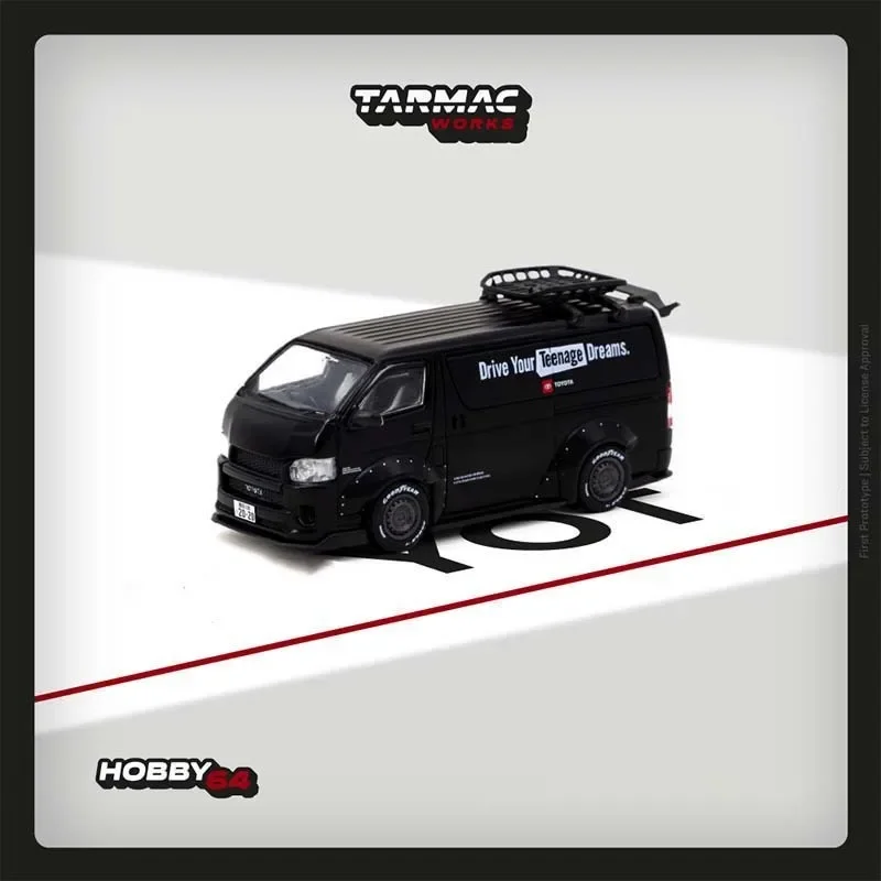 

Tarmac Works In Stock 1:64 Hiace Widebody Black With Roof Rack Diecast Diorama Car Model Collection Miniature Toys TW