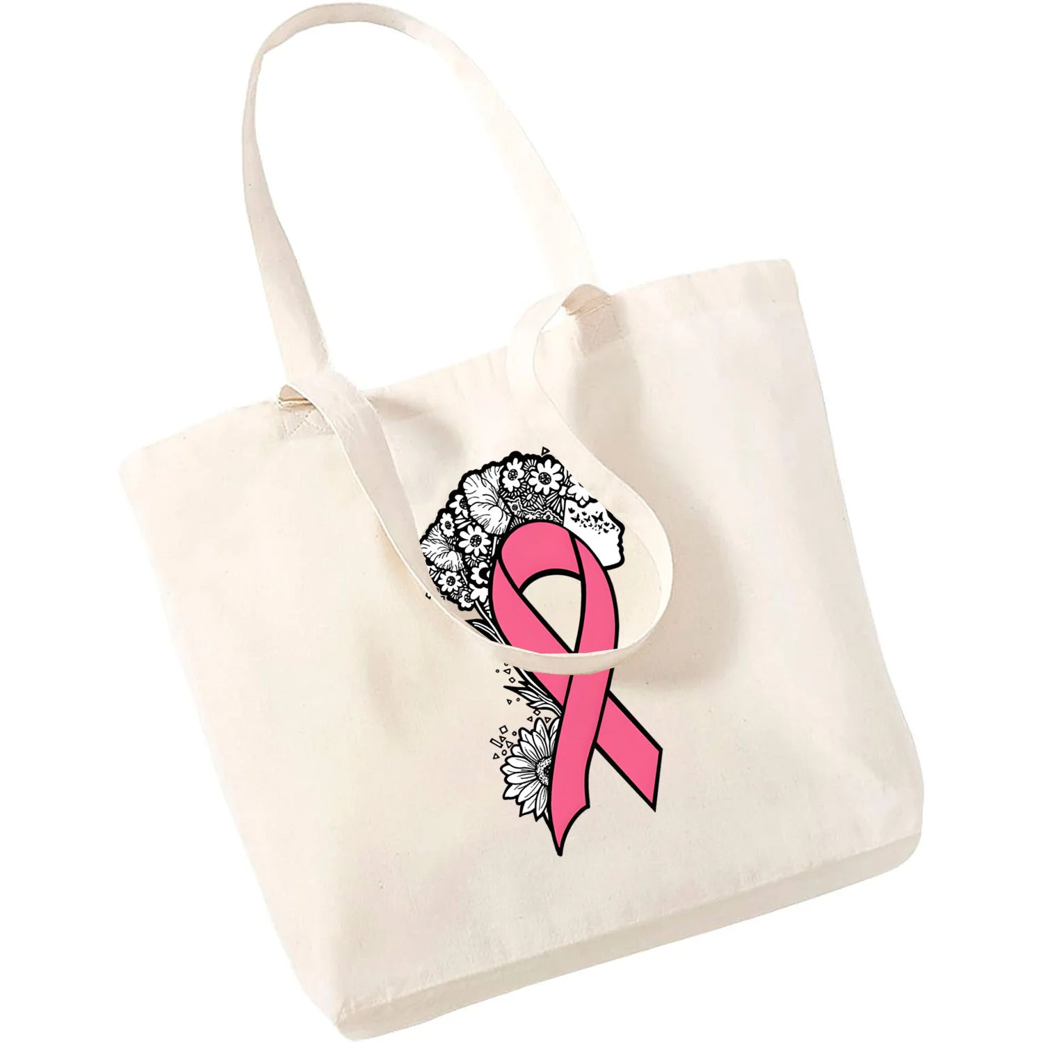 Ottobre rosa modello di consapevolezza del cancro al seno borsa per la spesa riutilizzabile borsa Casual grandi borse con manico superiore per le