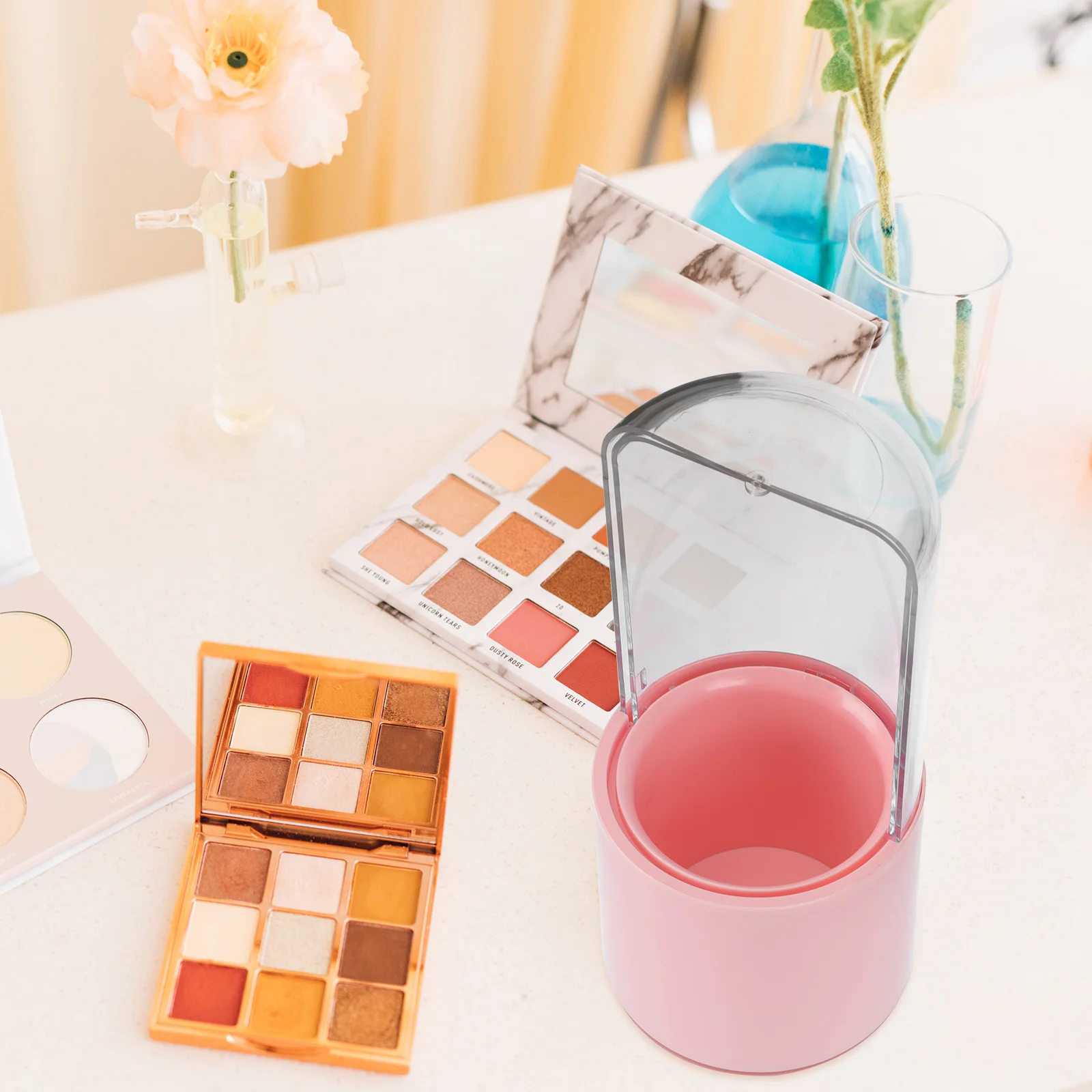 

1Pcs Makeup Brush Storage Box ABS Material Round Shape Cosmetics Holder Organizer Large Capacity Desktop Brush Organizer