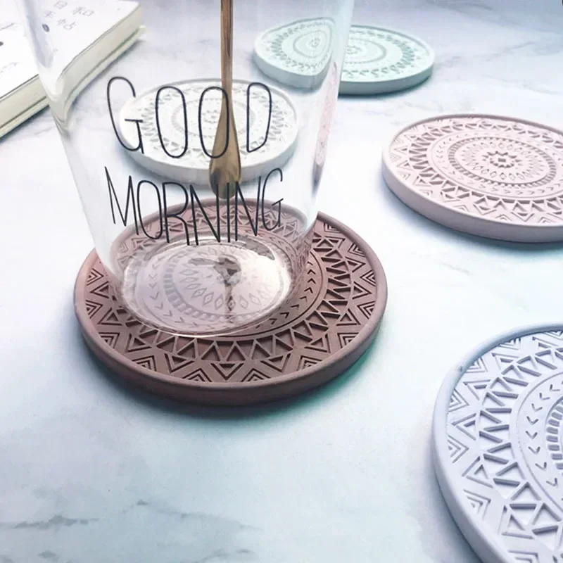 Round Coaster Resin Silicone Mold Coffee Coaster Tray Mold DIY Epoxy Resin Plaster Concrete Wine Glass Cup Mat Mould Home Decor