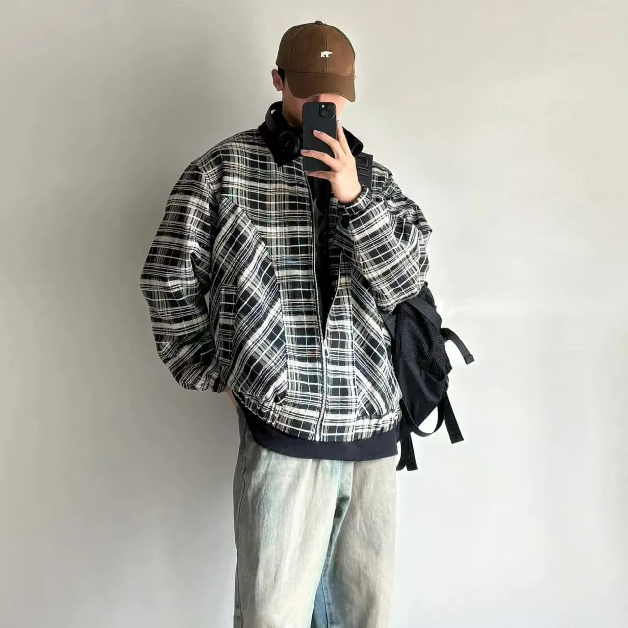 

Свободный крой в клетку Jaet ort Sle, повседневная мужская и женская осенне-зимняя верхняя одежда из полиэфирного волокна с отложным волокном