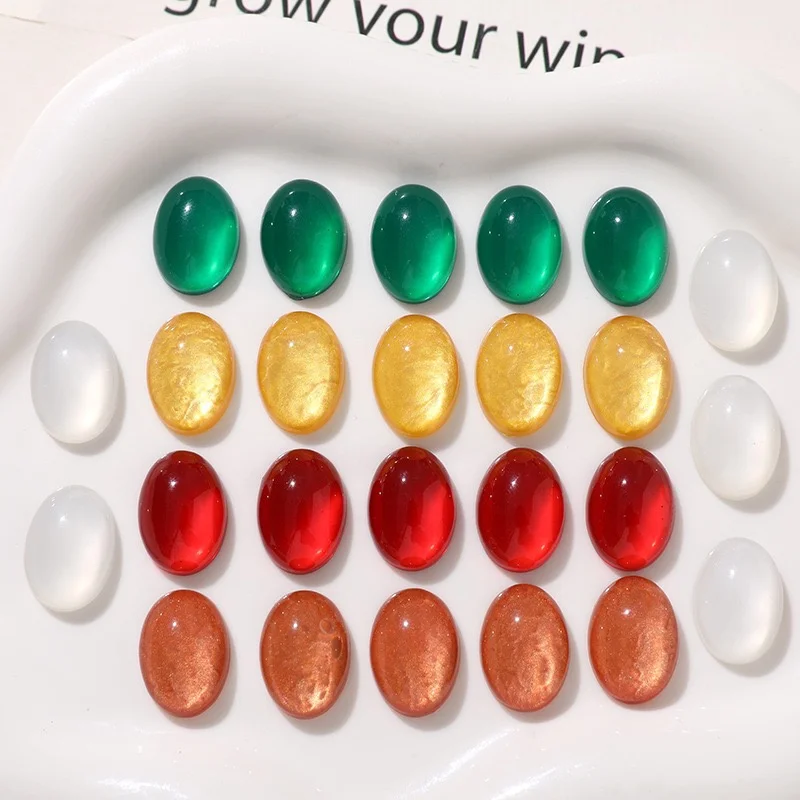 Summer style 100pcs/lot color print geometry ovals shape resin cabochon beads diy jewelry garment hair accessory