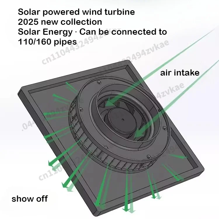 Solar powered pipeline type convenient all-in-one machine 110/160 universal ventilation fan roof fan