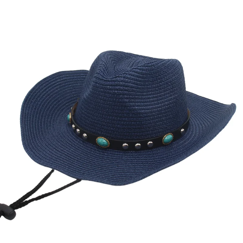 

Panama Straw Hat Western Denim Men And Women Travel Sun Protection Sun Shade Warped Hawaiian Beach Sun Hat Wholesale Hat