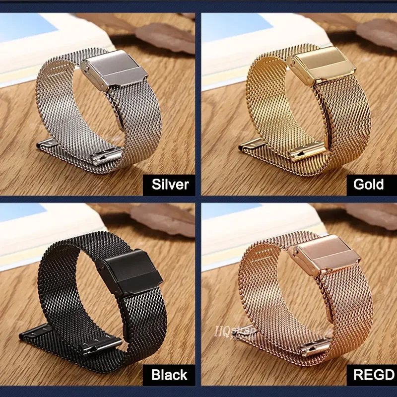 Milanese Loop Watch Band Stainless Steel Strap Replacement Bracelet 12mm 14mm 16mm 18mm 20mm 24mm Belt Quick Release 0.6Mesh