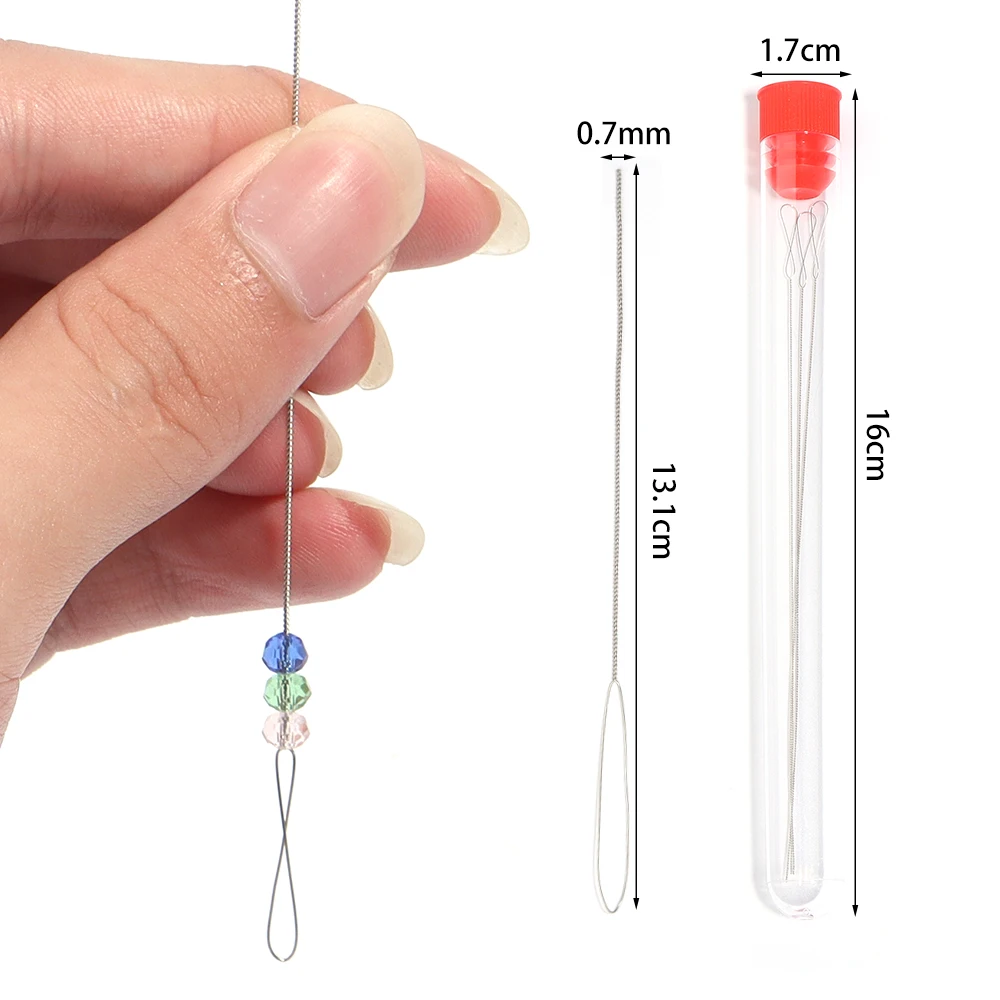 5pcs Open Big Eye Beading Needles Bead Necklace Bracelet Tools Stainless Steel Self Threading Needle Pins For Jewelry Supplies