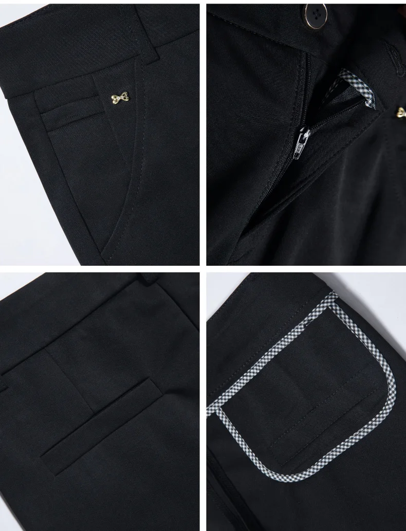 7XL Spring Autumn Casual Button Elastic Mid Waist Black&Navy Blue Straight Trousers Office Lady Quick Drying Suit Pants Female