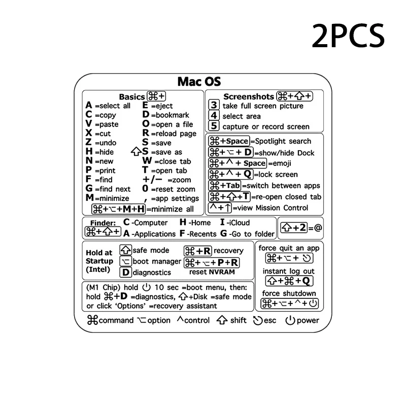 2Pcs Laptop Quick Stickers,Windows Reference Keyboard Shortcut Stickers,Detachable Stickers Quick Reference Keyboard Guide