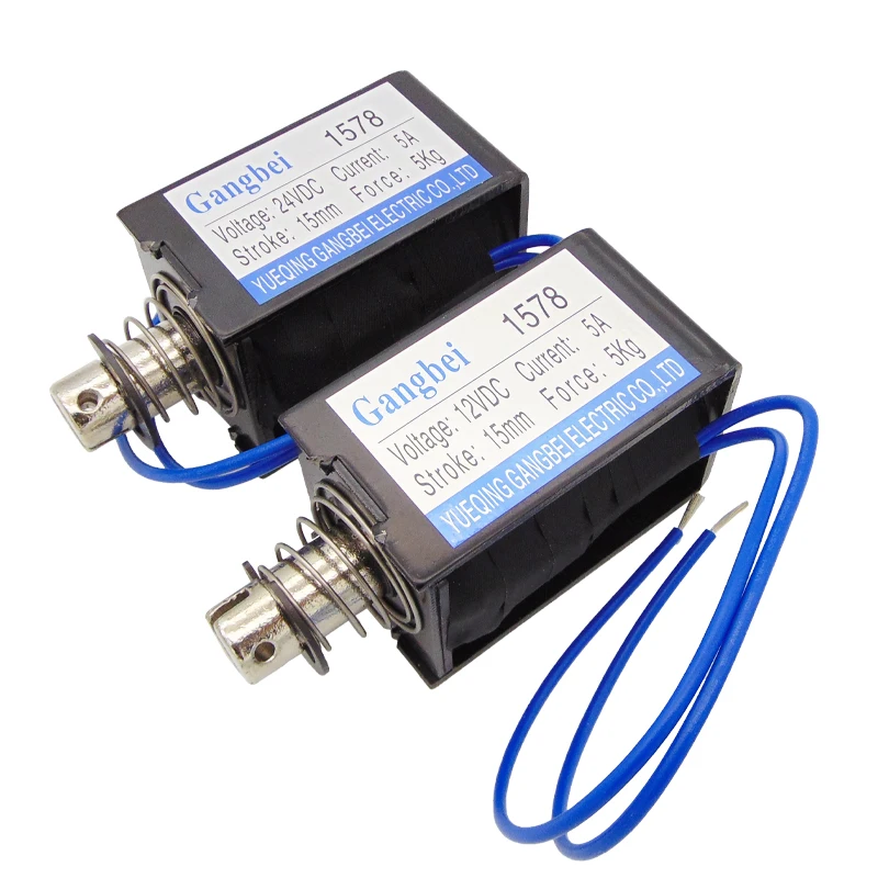 gangbei 1578 Wholesale DC12V 24V 5A Force 5Kg travel 15mm Pull Type Linear Solenoid Electromagnet