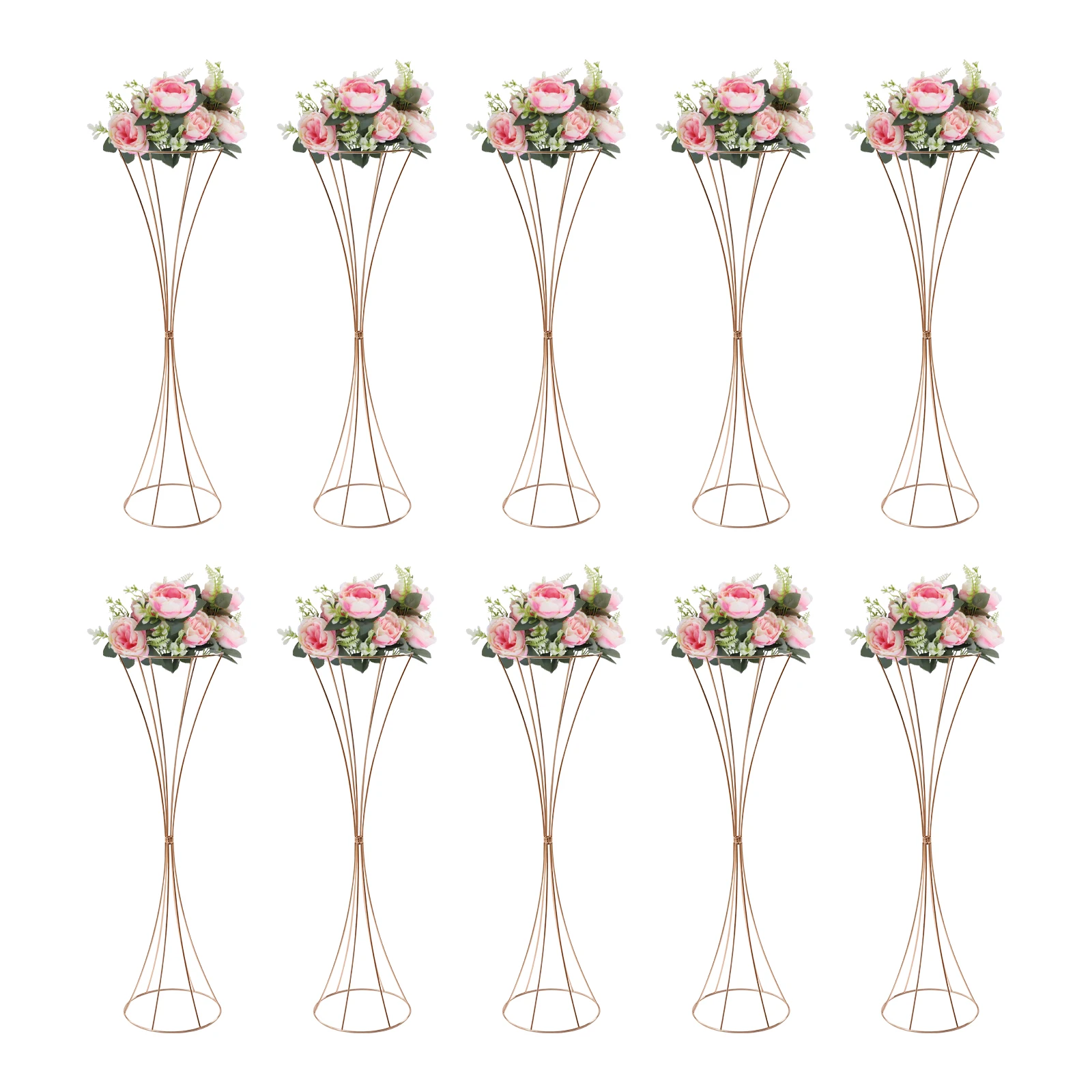 

31.5in Gold Wedding flower stand Vase for Wedding Centrepieces 80cm Tall Trumpet Vases 10 Pcs