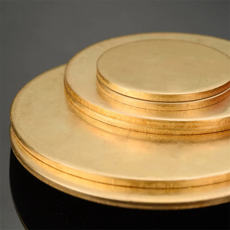 1-2pcs Brass Disc Round Plate Sheet Diameter 20mm 30mm 50mm 60mm 80mm 100mm 150mm 200mm Solid Pure Copper Sheet Plate T0.5-20mm