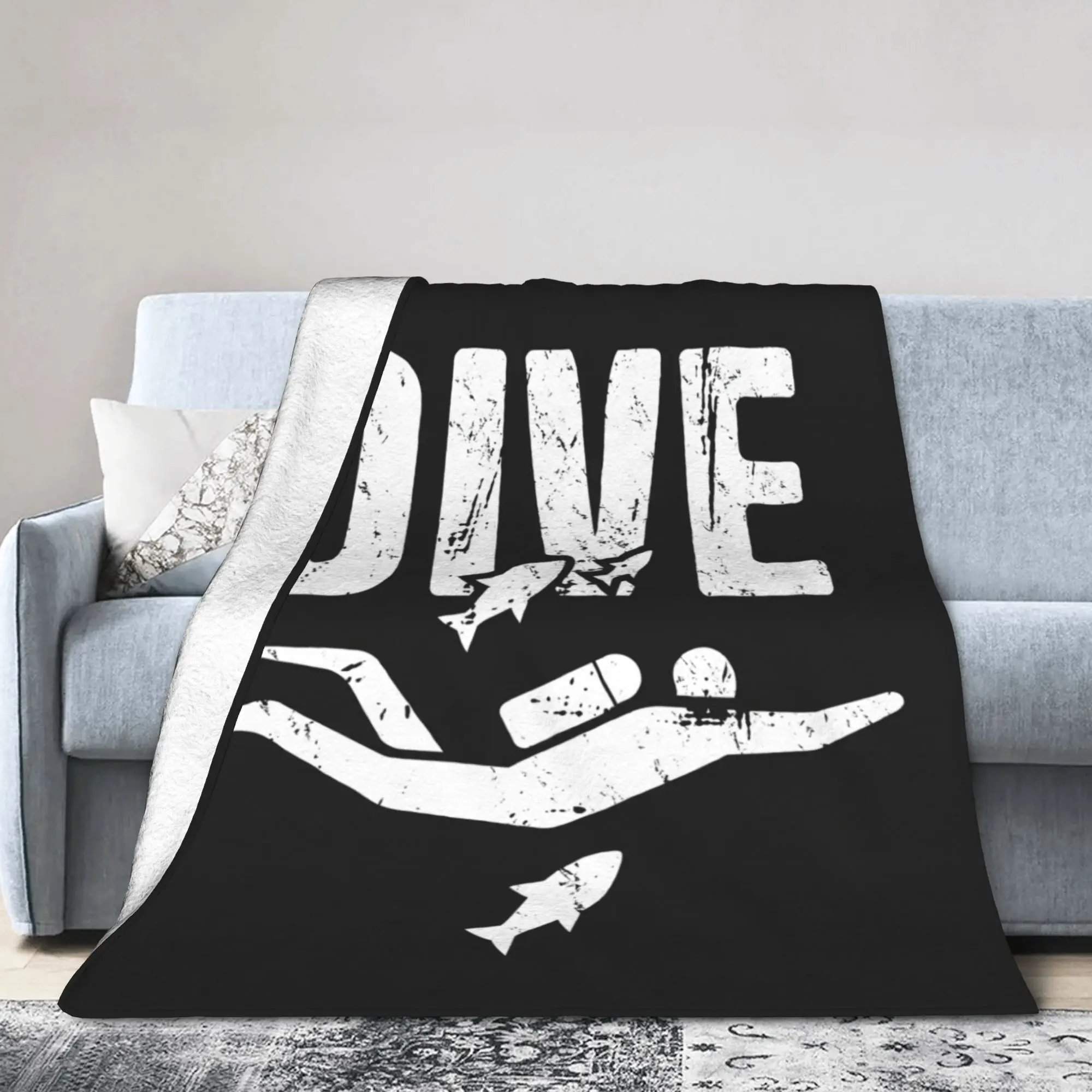 Custom DIVE Scuba Diving Blanket 3D Printed Soft Flannel Fleece Warm Diver Throw Blankets for Office Bedroom Sofa Quilt