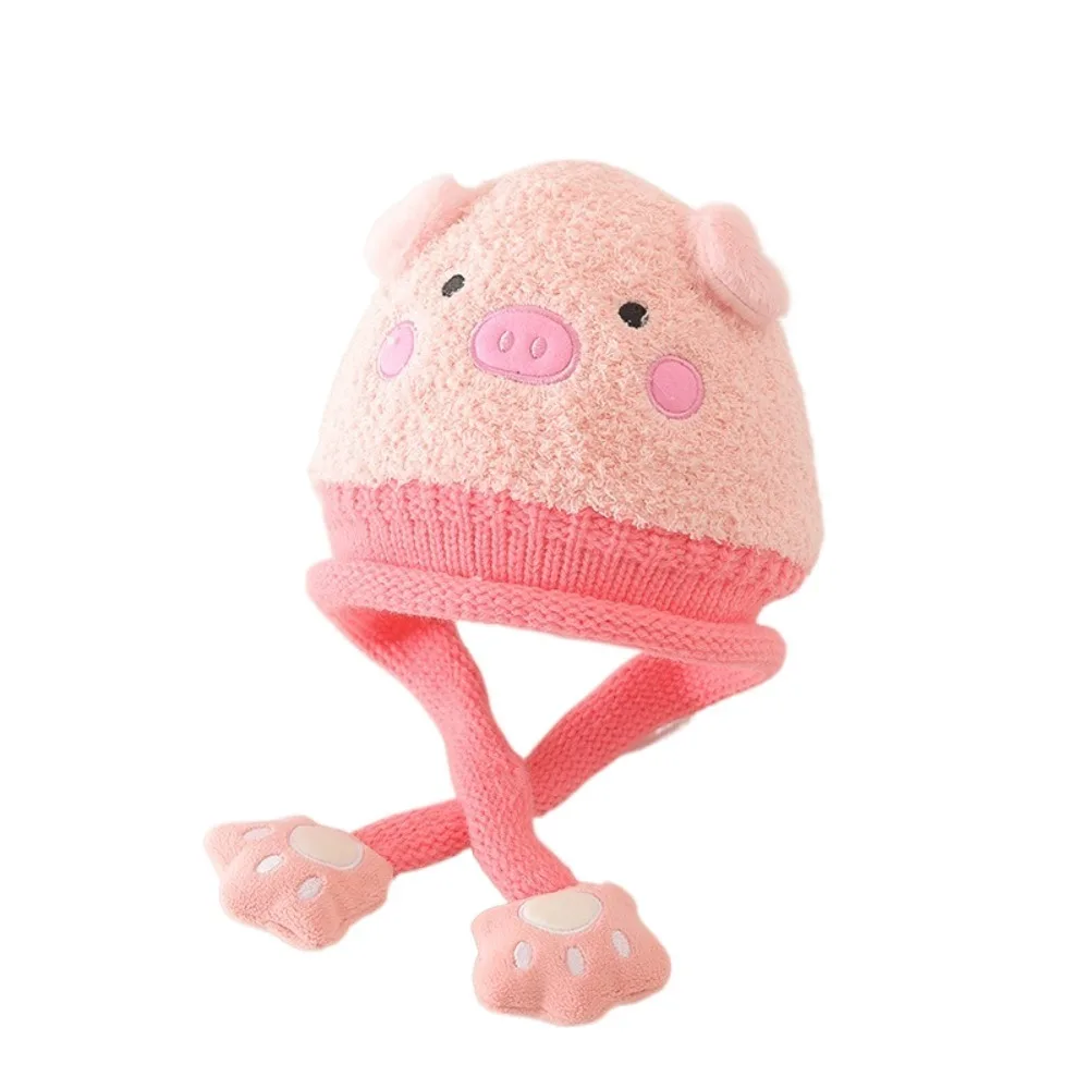 

Cute Cartoon Baby Plush Hat Pig Bear Knitted Hat Keep Warm Windproof Ear Protection Hat Kids