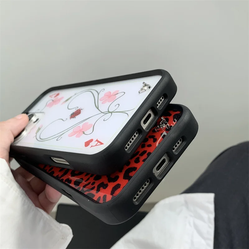 Flor selvagem vermelho meow lilás musgo caso de telefone para iphone 16 15 14 13 12 pro max wf plus poker uma à prova de choque proteger capa traseira funda