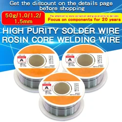 Lead-Free Solder Wire 1mm/1.2mm/1.5mm Flux-Core Solder 50G Tin Lead Tin Wire Melt Rosin Core Solder Soldering Wire Roll No-Clean