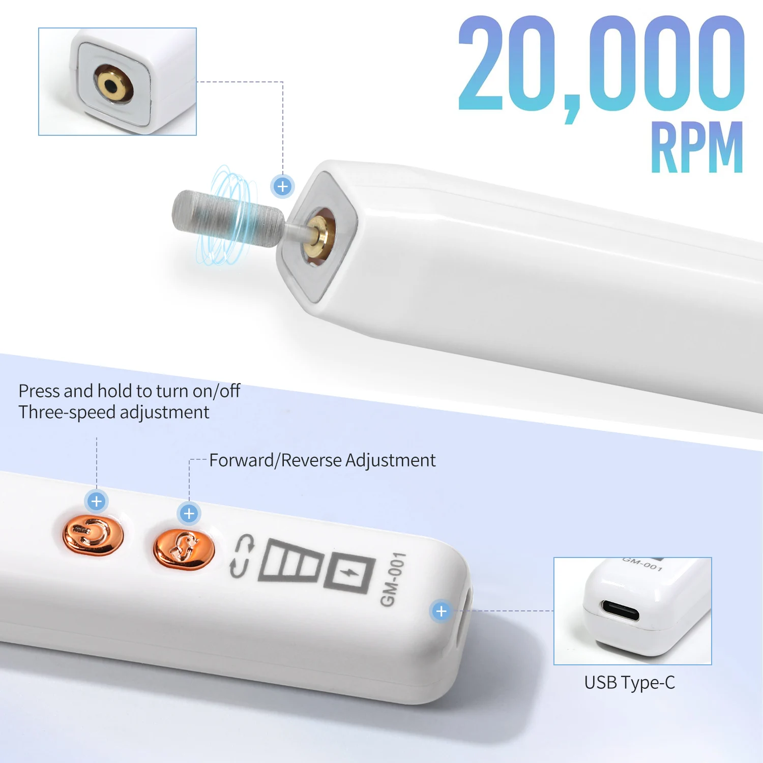 مثقاب أظافر كهربائي من LINMANDA لطقم مسحوق غمس الأظافر من جل الأكريليك مع لقم ثقب الأظافر وأشرطة الصنفرة #2