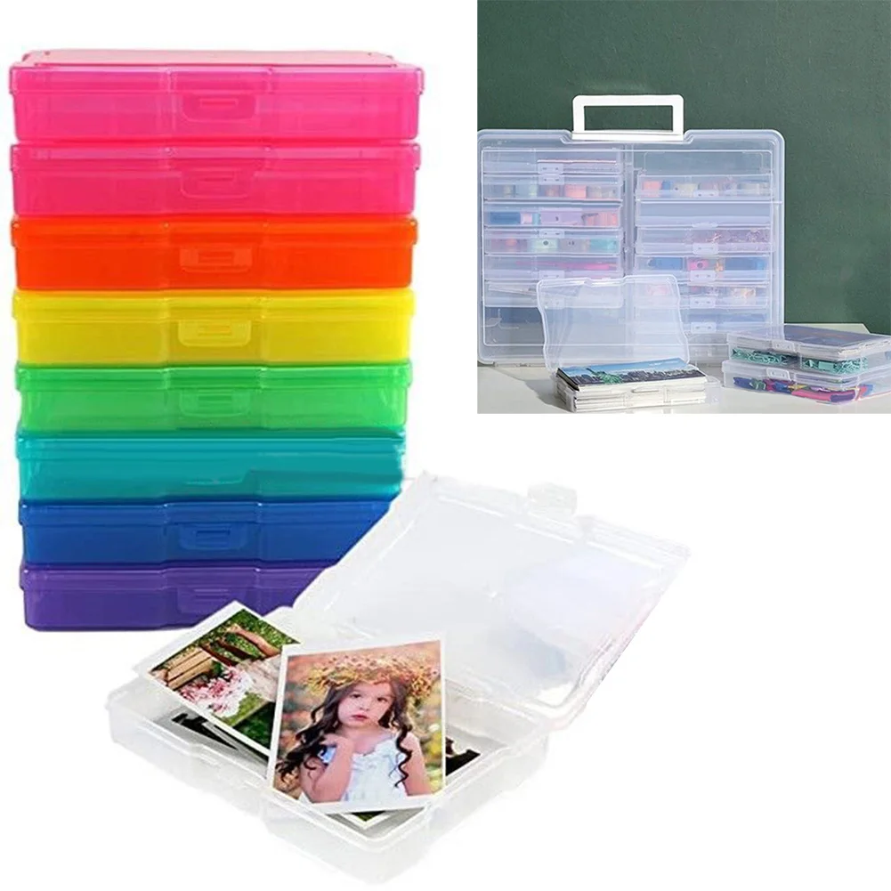 Photo Storage Box Jewelry Storage Box Postcard Hardware Electronic Component Storage Container Multi Color With Buckle Design