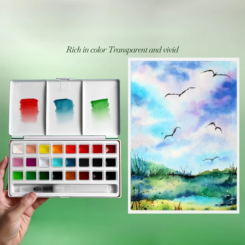 24 لونًا من الألوان المائية الصلبة، لون نقي وسهل الغمس للمبتدئين، تصميم توضيحي للرسم الخارجي، ديكور فني للأظافر #2