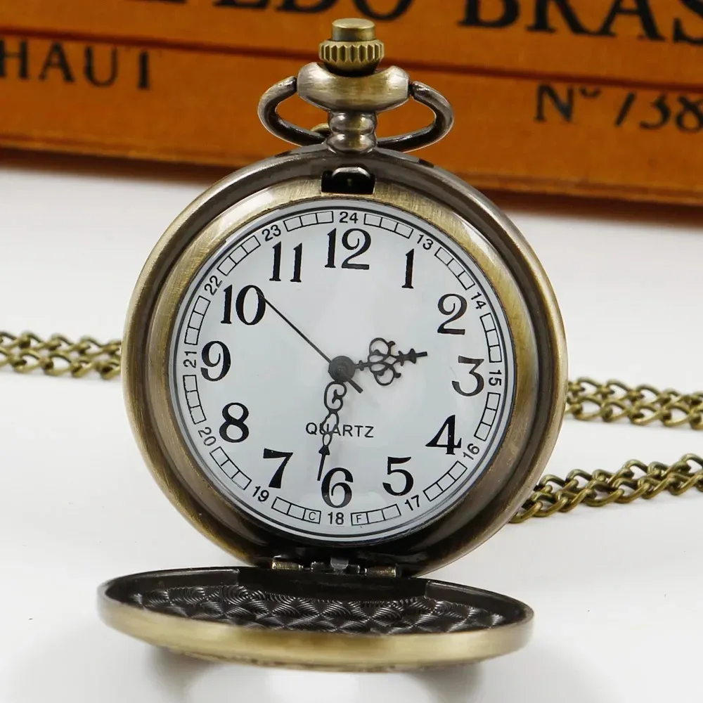 البرونزية الرومانية مقياس عرض تصميم كوارتز ساعة الجيب خمر Masculino Relogio قلادة قلادة سلسلة الترفيه الرجال ساعة حائط هدية