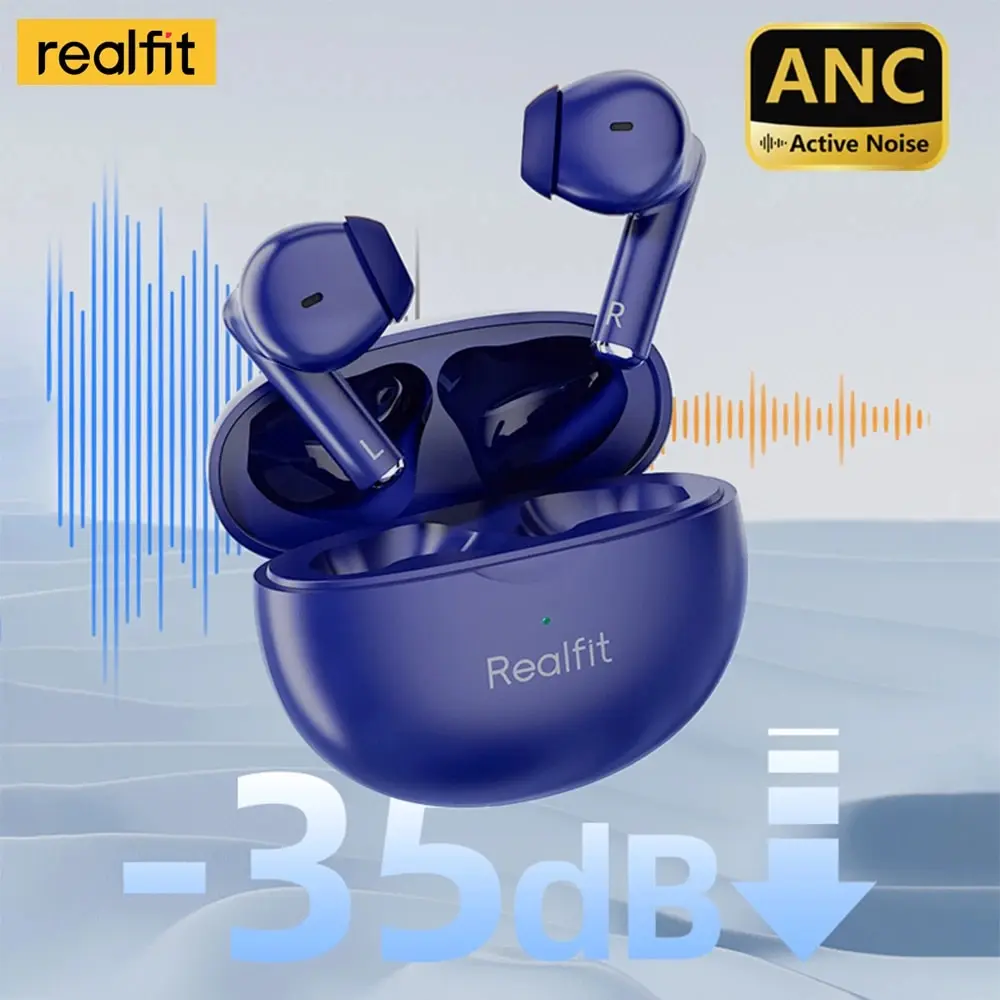 Realfit F2 pro ANC aktivní noice odvolání Bluetooth sluchátka ENC volat HIFI stereo znamenitý nízký bezdrátový špunty sport herní