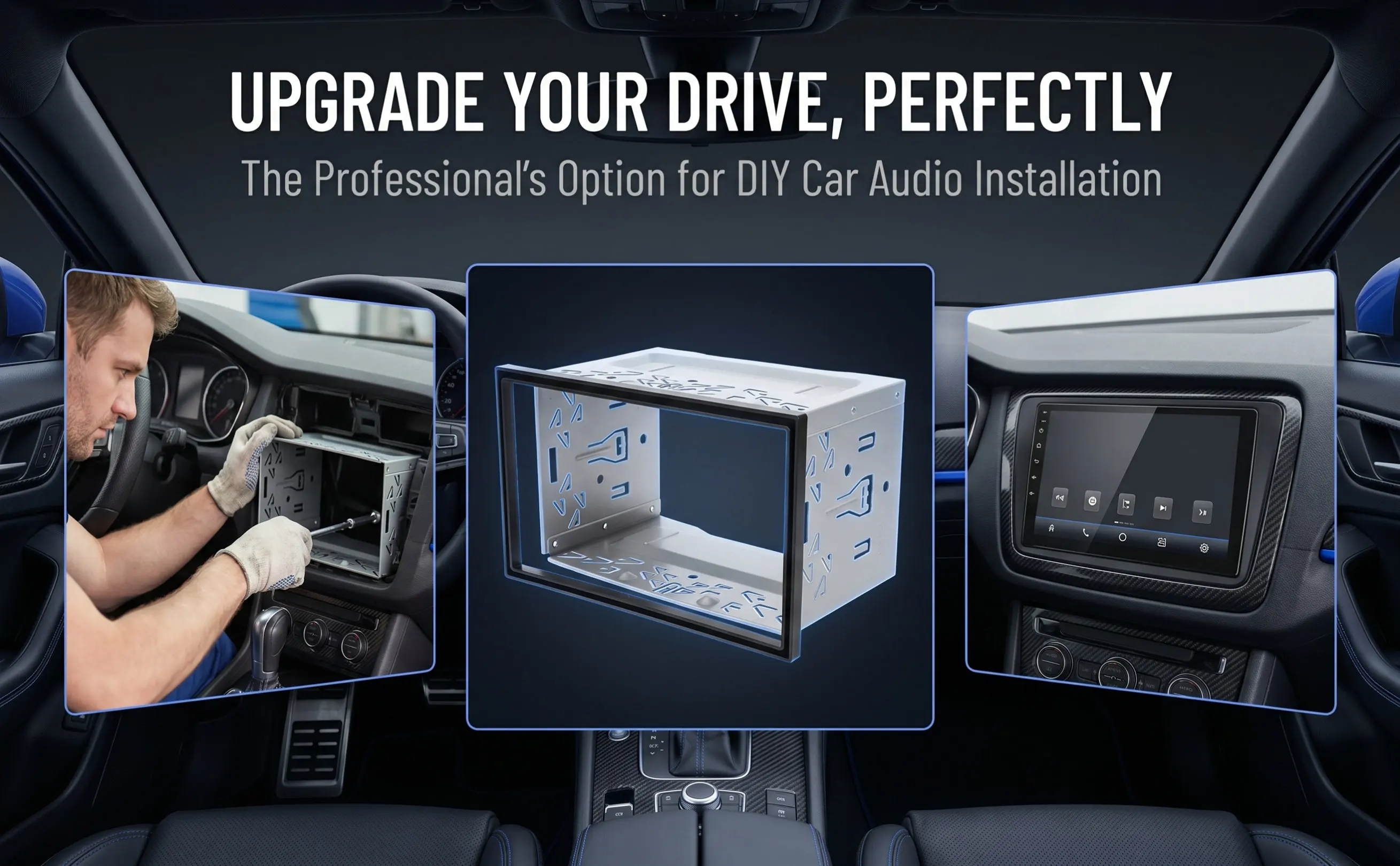 1Set Universal 2Din Car Audio Retrofit Bracket Seamless Interior Design Mounting Frame Installation Kit for Stereo Radio