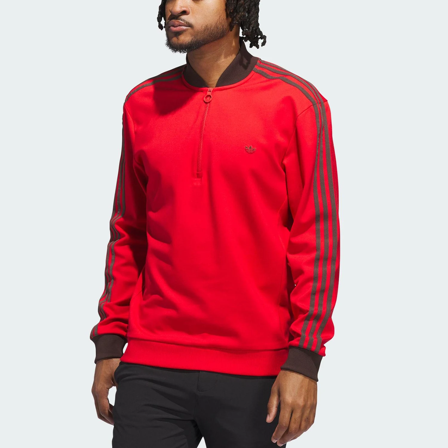 

Adidas genuine clover men's and women's half zipper stand up collar sweatshirt JW3945