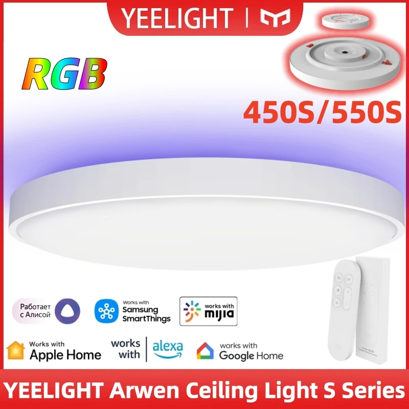 Yeelight Arwen Ceiling Light 450S/550S WiFi Connection 16 Million RGB Backlight Adjustable Colors Supports App Mi Home Homekit