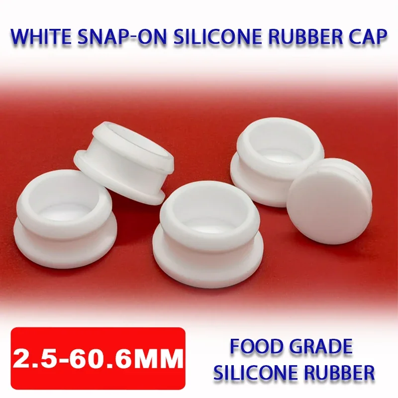 

White Snap-on Silicone Rubber Cap Bung Seal Stopper Sealing Plug 2.5-60.6mm T Type Hole Plug Cover Blanking End Cap Tube Inserts