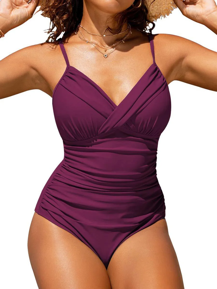 2023 Push Up Swimwear Women One Piece Swimsuit Solid Plus Size Bathers Bathing Suit Padded Beachwear Swimming Summer Bodysuit