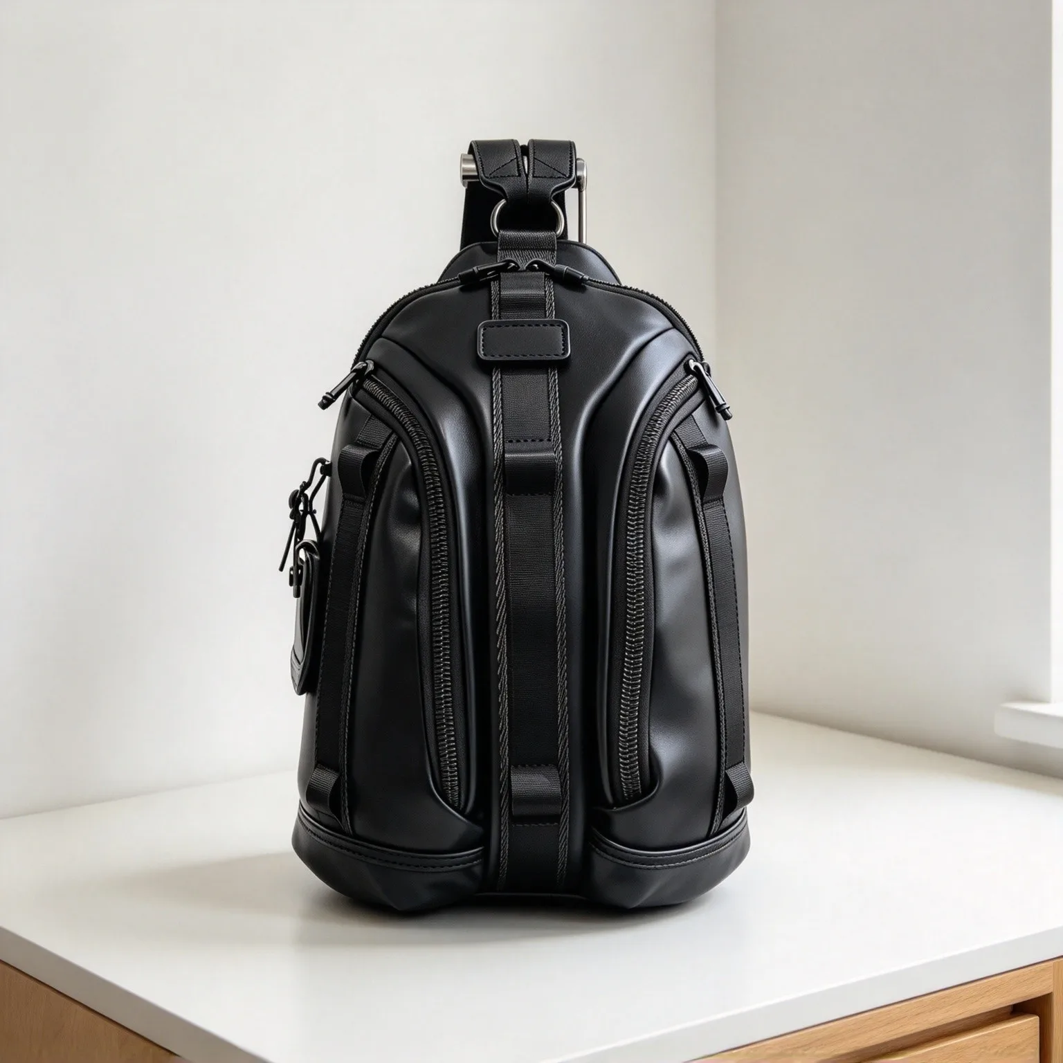 Microfiber Leather Men Chest Bag Business Casual Multifunctional Sling Backpack Daily Shoulder Pack