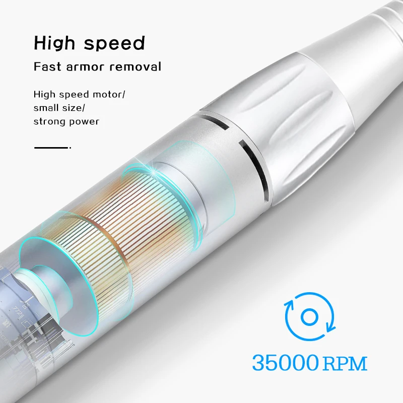 35000RPM DC 3ピン＆5ピン電動ネイル、低騒音プロ用ドリルペン、ジェルネイルハンドピース、マニキュアビューティーツールネイル