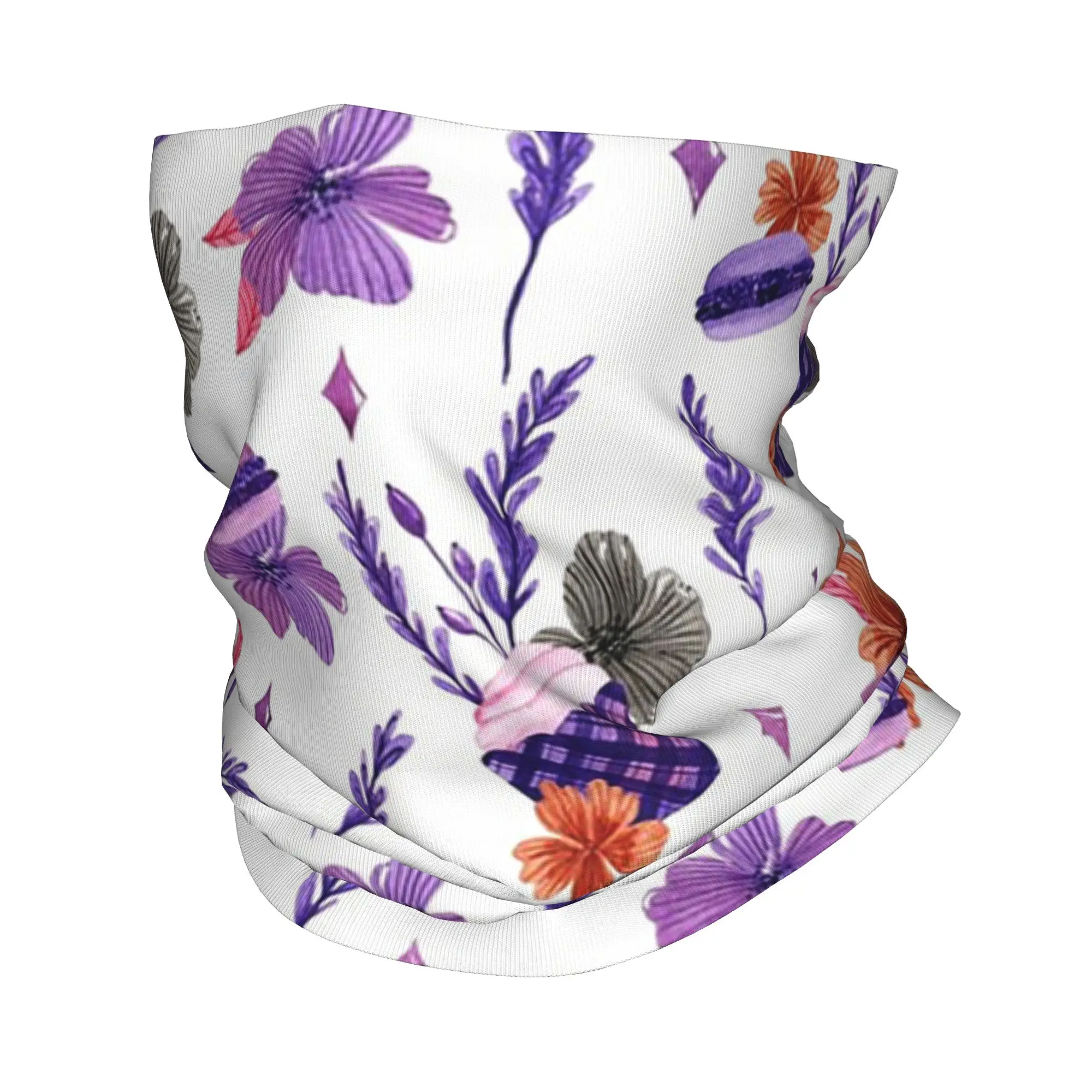 

Lavender cupcake and macaron Bandana Neck Cover Printed Mask Scarf Warm Face Mask Hiking Fishing Unisex Adult