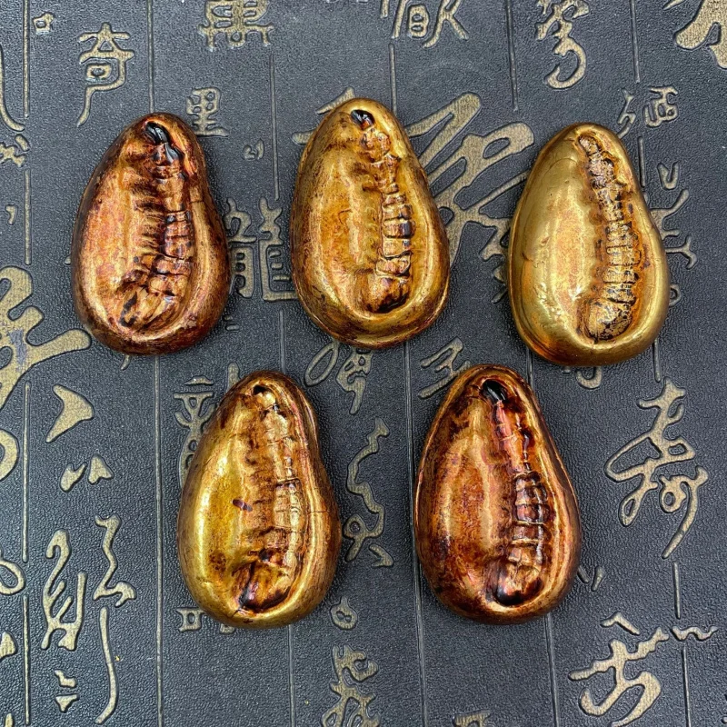 New Old Color Five Emperors Shell Ingot Gold Yuanbao Collectible Craft Ornament