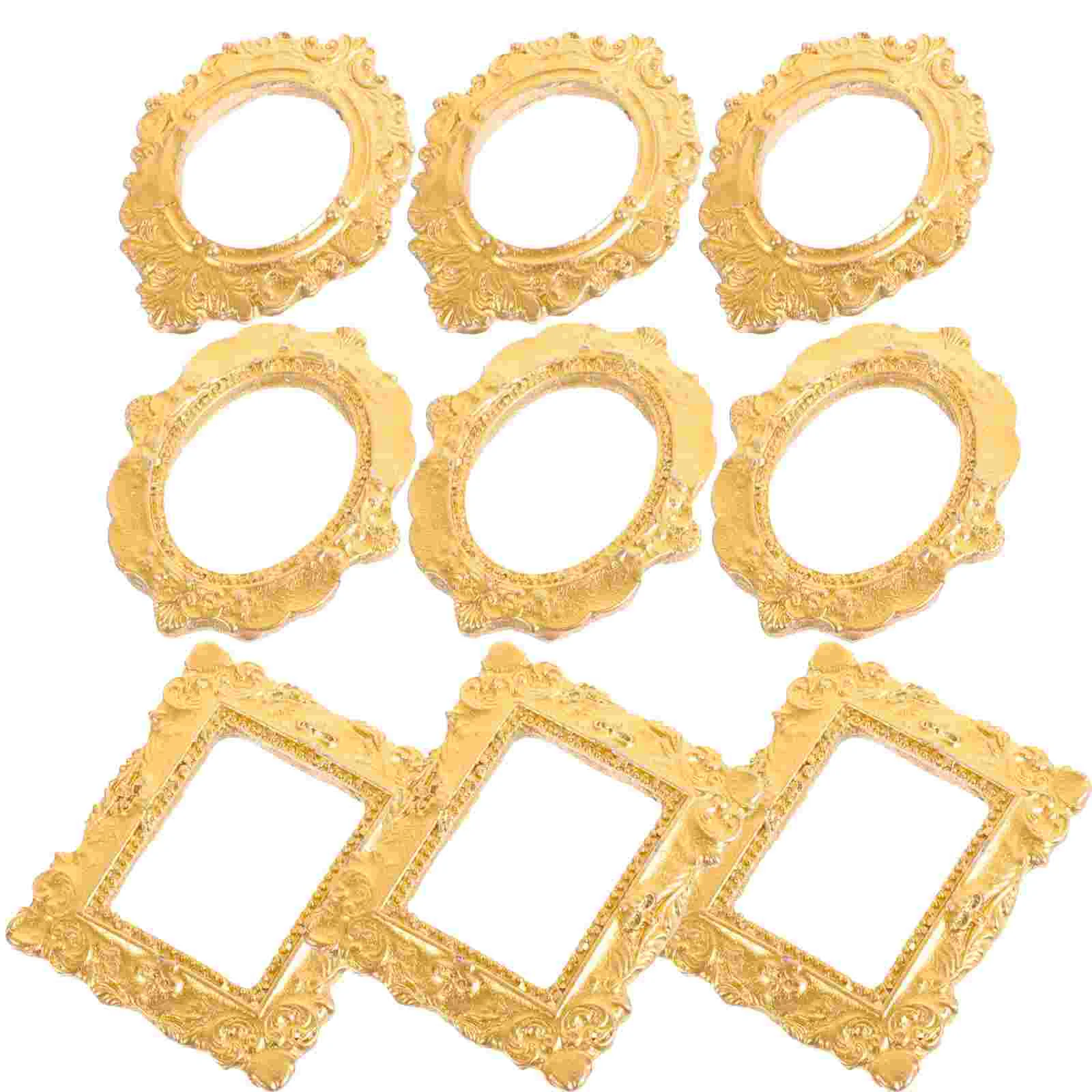 15 Pcs Photo Frame Mini Picture House Resin Gold Frames Props Charm Jewelry Retro Micro Landscape Decor