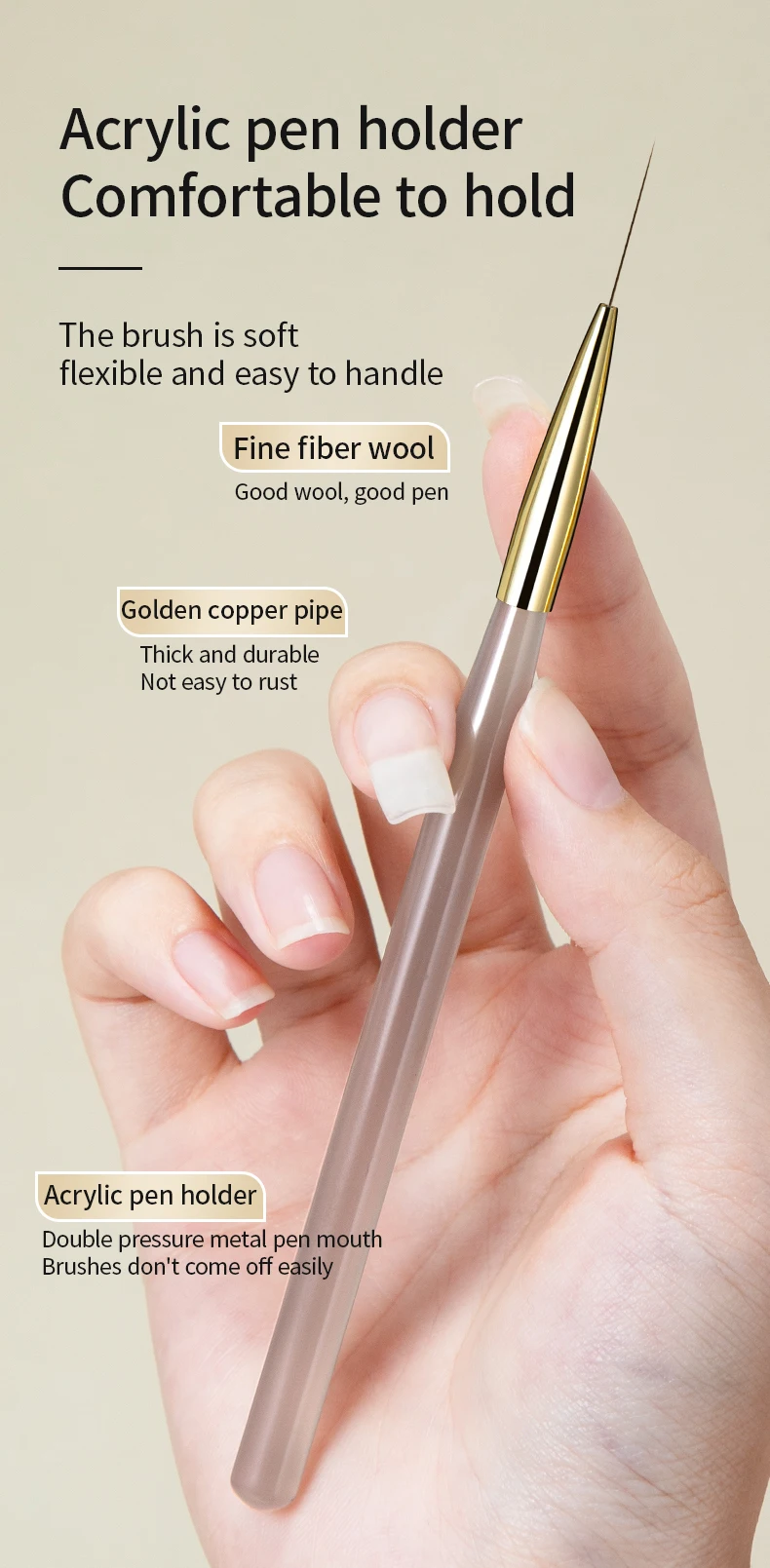 RSNAIL Nail Art Liner Pinsel Französisch Streifen Nagel Linie Malerei Stift 18mm Schlanke Lange Linie Zeichnung Pinsel UV Gel DIY maniküre Werkzeug – Detail 2