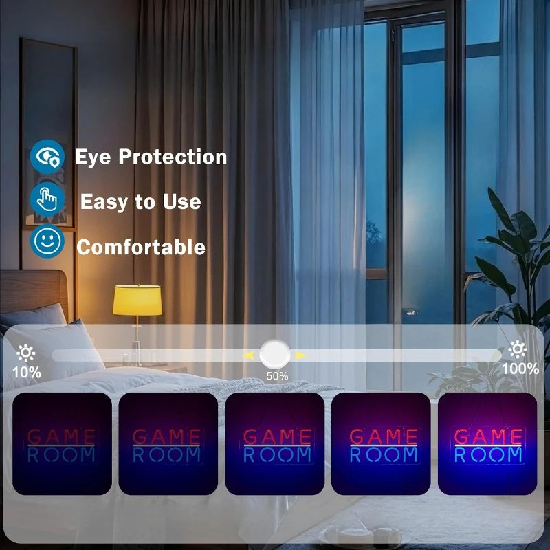 GAME ROOM Neon Sign LED Dimmable Game Zone Room Bar Man Cave Bedroom Home Art Gaming Neon Light Wall Artwork Decor Signs 5V USB