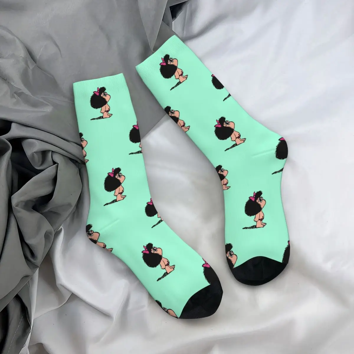 Cool Mafalda With Swimsuit Sports Socks Cute Kawaii Cartoon Polyester Crew Socks for Unisex