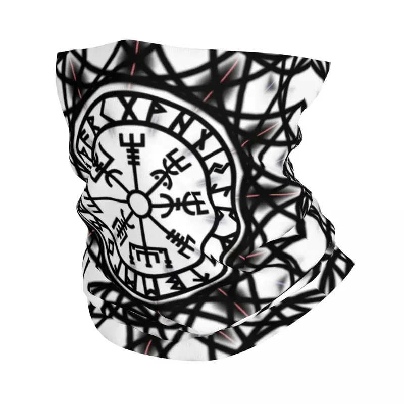 Vegvisir Futhark Runes Compass Viking Bandana Neck Warmer Women Men Winter Ski Hiking Scarf Gaiter Viking Valhalla Face Cover