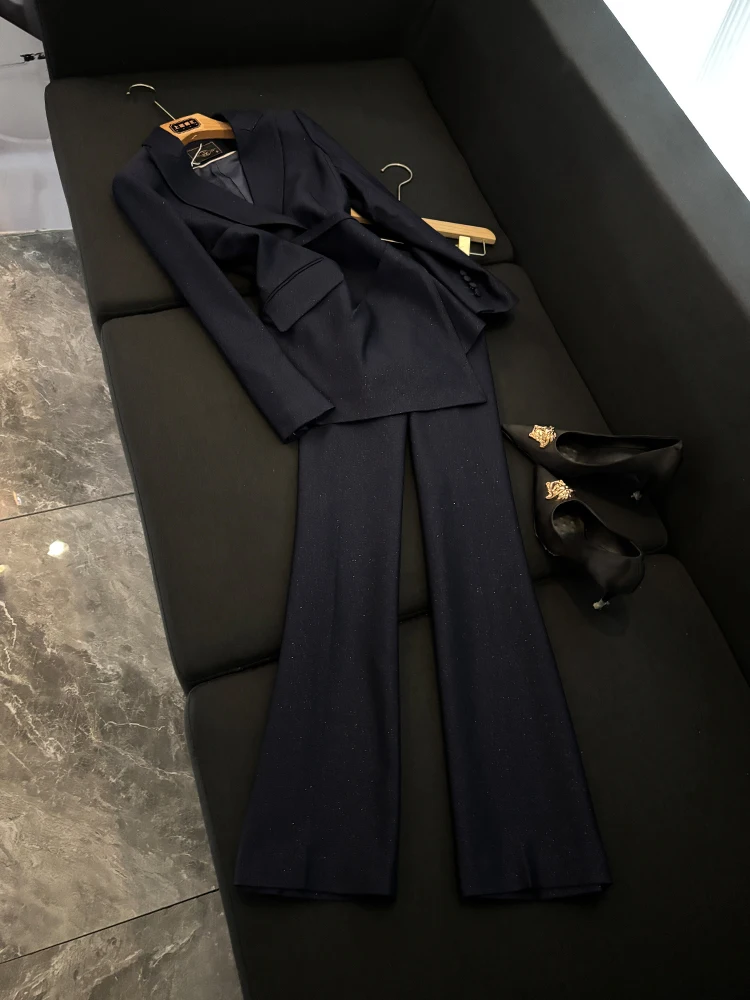 

Профессиональный женский длинный костюм-свеч Bla, высококачественный комплект из джинсов и брюк, осенне-зимний комплект для поездок на работу, моющийся