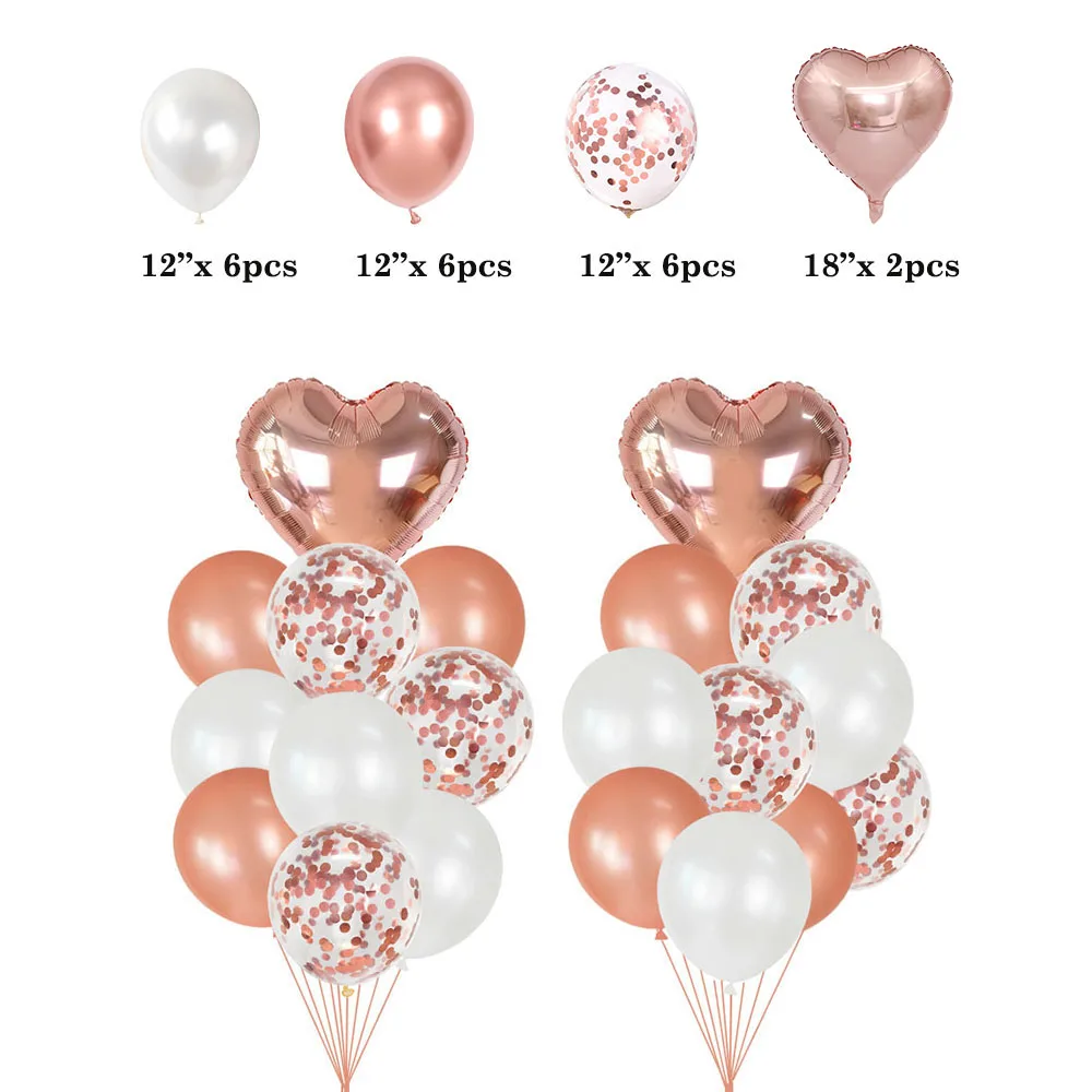 14/20 قطعة بالونات النثار الذهبية الوردية ستار القلب بالونات اللاتكس مجموعة الاطفال الكبار حفلة عيد ميلاد الديكور العروس لوازم الزفاف #2