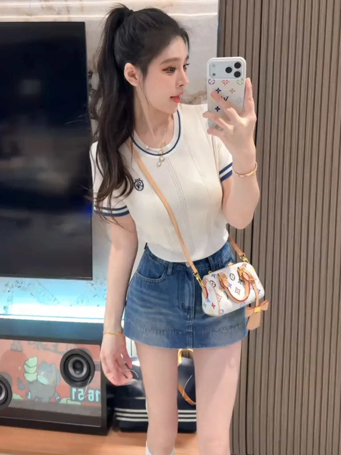 

High Waist A-Line Skirt Korean Style Slim Fit Denim Skirt Sexy Butt Enhancing Versatile Half Skirt for Young Women