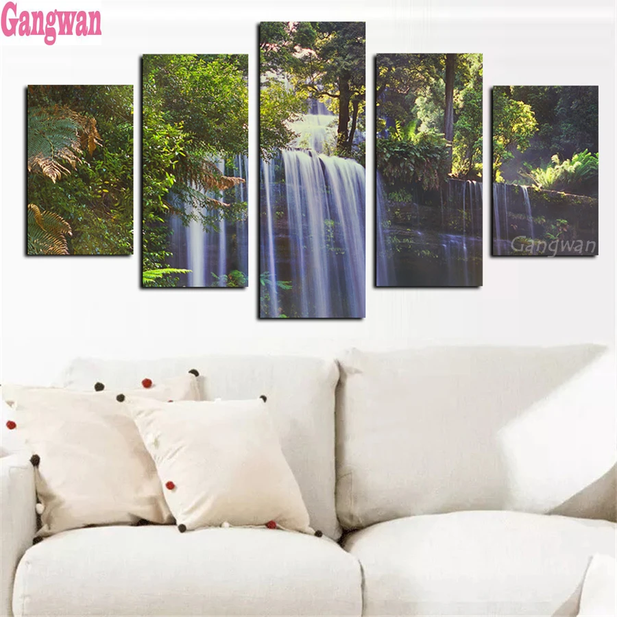 

Waterfall Tree Mountain Full Square round Diamond 5D DIY Diamond Painting Embroidery Cross Stitch kit diamond Mosaic 5 pcs decor